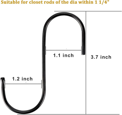 30 Pack Black S Hooks Steel Hanging Hooks Heavy Duty S Hanger Hook Metal Kitchen Pot Rack Hooks Closet Hooks for Hanging Pan, Cups, Jeans, Plant...