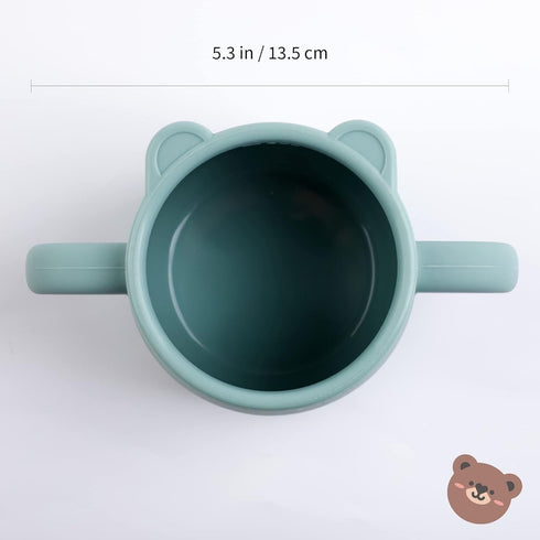 BLUE GINKGO Silicone Toddler Cups - Open Cup for Baby with Handles | Made in Korea | 8oz Training Open Cups for Toddlers 1-3 (Green)...