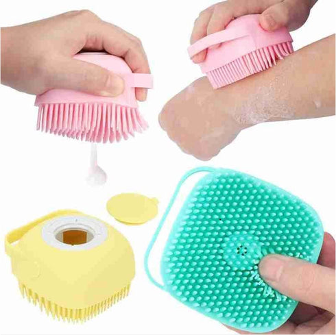 Dog Brush – Cat Brush – Shampoo Dispensing Scrubber – Soft Silicone Design – Hanging Loop – For All Skin Types – Grooming, Deshedding and Exfoliat...