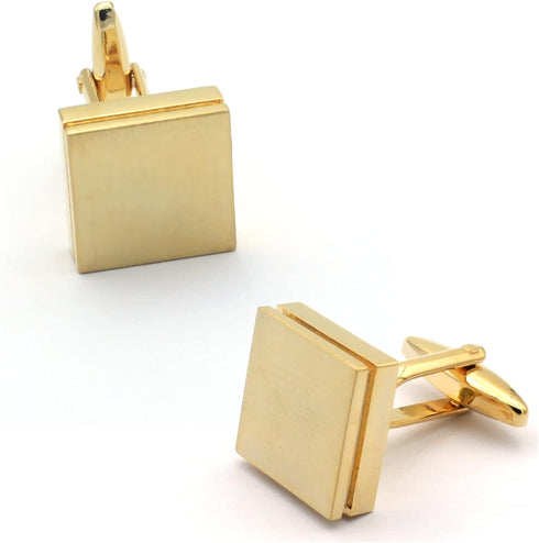 Brushed Square Gold Cufflinks...