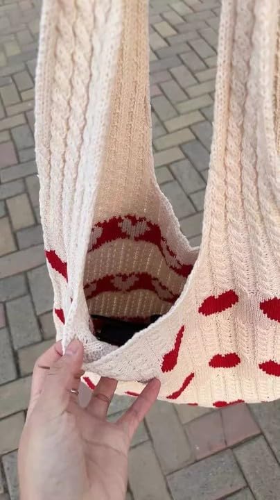 Women Crochet Tote Bag Cute Knit Shoulder Bag Aesthetic Purse Handbags for Shopping Travel Beach...
