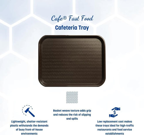 Carlisle FoodService Products Cafe Plastic Fast Food Tray, 14" x 18", Chocolate...