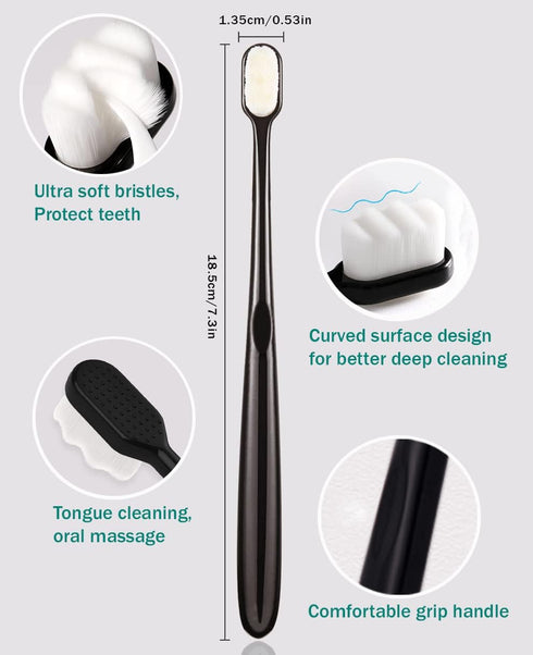 GoldDawn Extra Soft Toothbrush for Sensitive Teeth and Gums? Micro Fur Manual Toothbrush with 20000 Ultra Soft Bristle, Excellent Cleaning Effect?...