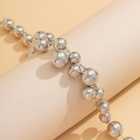 Exaggerated Punk Big Ball Necklaces for Women - Creative Irregular Gold/Silver Ball & Pearl Beads Choker, Party Bar Daily Wear Accessories Gifts...