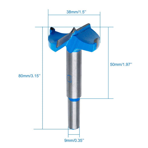 1-1/2 Inch / 38mm Forstner Drill Bit, 1.5 Inch Boring Bit Cutter Tungsten Carbide Wood Hole Saw Auger Opener, Woodworking Hole Opener Hinge Hole C...