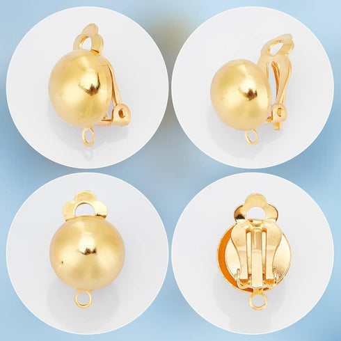 PH PandaHall 40pcs Clip-on Earring Converter, Brass Earrings Converters with Easy Open Loop Earring Findings for Non-Pierced Ears DIY Earrings Jew...