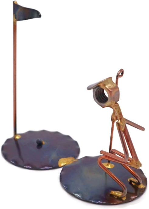 Golf Short Putt Man Collectible Handmade Metal Art Figurine, Desk Accessories, Trophy, Boss Gift, Office Décor, Business Professional, Golfing...
