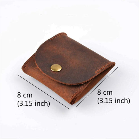 Rustic Leather Moon Pocket Coin Case Genuine Leather Squeeze Coin Purse Pouch Change Holder Tray Purse Wallet for Men & Women - Brown...