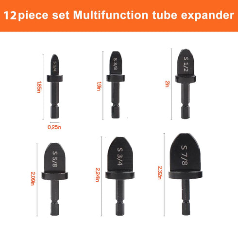 Swedge Tool HVAC Swaging Set - 12Pcs Copper Pipe Expander Swaging Tool Drill Bit Set Precision Flaring Kit HVAC Flaring Tool Bit Set Hand Tools...
