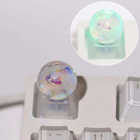 Personalized Crystal Ball Keycap Handmade OEM Profile Keycap Base DIY Custom ESC Backlit Keycap for Mechanical Keyboard MX Switch (Heart)...