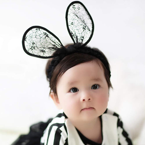2-Pack Easter Bunny Headbands Rabbit Ears Lace Elastic Bow - Cute Stretch Hairbands for Baby Girls , Newborn,Toddler and Children (2 Colors)...
