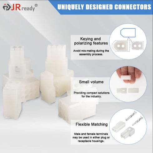 JRready ST6408 Standard .062" 4-Circuits Connectors,3.68mm Pitch Pin and Socket Connector 18-24 AWG, Compatible with Molex Standard .062" 4 Pins M...