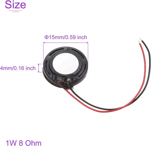 DMiotech 4 Pack 1W 8 Ohm 15mm Diameter Mini DIY Magnetic Speaker Internal Replacement Loudspeaker with Wire for Mobile Phone Black......