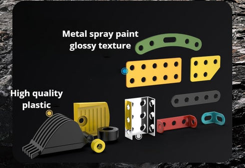 Erector Sets Metal Assembly Toys Model Excavator Kits STEM Projects Model Car Kits to Build Jixin Xyzhi Birthday Gifts for Kids 8-16 Yellow...