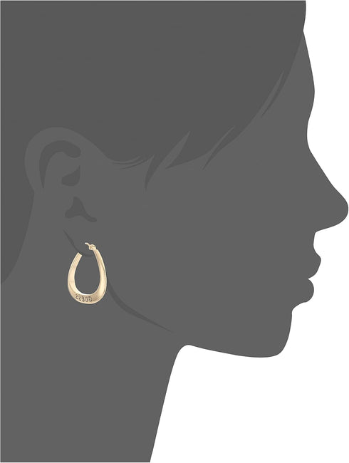 GUESS Basic Small Oval Logo Hoop Earrings...