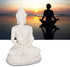 AUNMAS Buddha Meditation Statue, Small Sitting Sandstone Carving Harmonious Figurine for Home Office Desktop Decoration, White 4.3Inch...