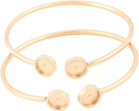 5pcs Gold Plated Stainless Steel Bracelet Making Kit Fit 8mm Cabochon Bangle Bracelet Bezel Setting Blanks DIY Jewelry Making Accessories...
