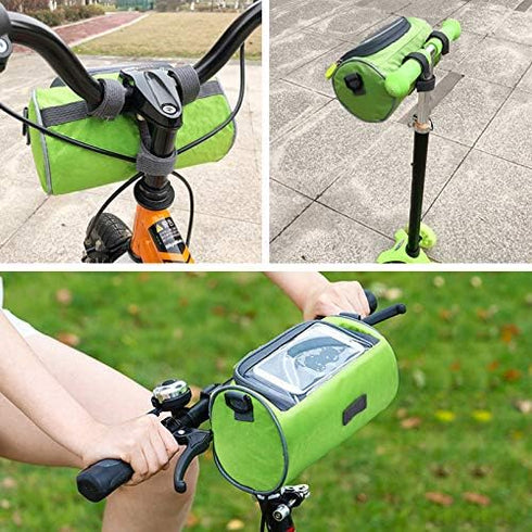 Waterproof Bicycle Handlebar Bag with Transparent Pouch and Adjustable Strap High-capacity Cycling Front Pack (Green)...