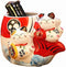 EatingBiting Fortune Japanese Lucky Beckoning Cats Maneki Neko Flower Pot Vase Pen Holder,Pair Cat set on fish,Ceramic Pencil Holder for Organizer...