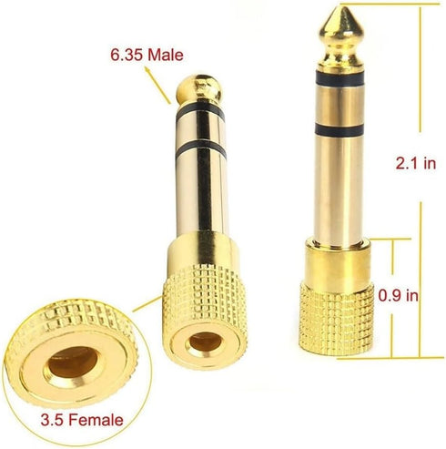 Audio Adapter 6.35mm to 3.5mm Aux: Gold Plated Stereo 1/4 Inch Male Plug to 1/8-inch Female Jack for Headphone Guitar Amp......