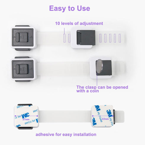 Child Proof Cabinet Locks, 4 Pack Child Locks for Drawer Cupboard Dishwasher Cupboard Pantry and Toilet. Adhesive Safety Baby Proofing Fridge Lock...