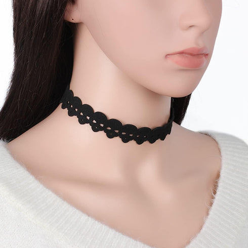 Skull Lace Choker Punk Skull Head Leather Short Necklace Collar for Women Girl Party Gothic Jewelry Accessories...