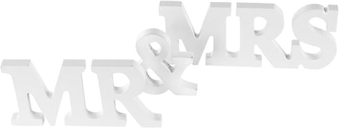 Super Z Outlet White Wooden Mr and Mrs Signs Wedding Present for Party Table Top Dinner Decoration, Display Stand Figures, Home Wall...