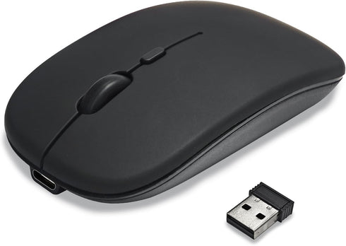 Slim Bluetooth Mouse, USB Wireless Mouse with 2.4GHz Nano Receiver, Portable Small Mouse Compatible with iPad, Tablet, Computer, Laptop, Silent Mi...