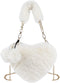SUKUTU Faux Fur Purse Women's Heart Shaped Evening Handbags Small Cute Phone Crossbody Bag Clutches for Girls...