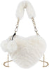 SUKUTU Faux Fur Purse Women's Heart Shaped Evening Handbags Small Cute Phone Crossbody Bag Clutches for Girls...