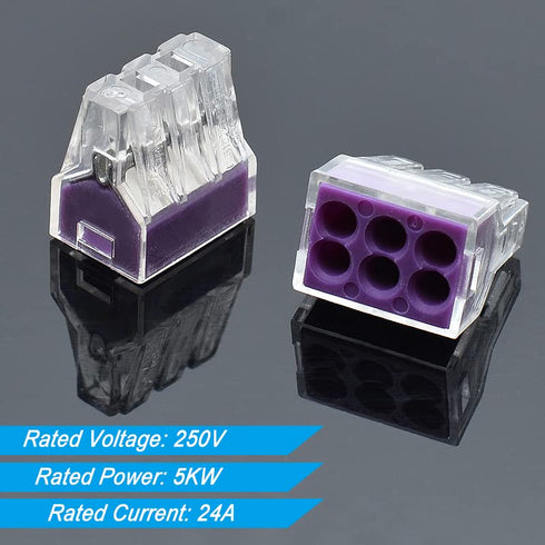 50pcs 6 Port Push-in Electrical Wire Connector, PCT-106 Quick Connection Terminal Compact Wire Connector for 18-12 AWG Solid Stranded Wires...