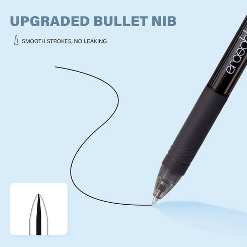 ParKoo 20 Black Retractable Erasable Gel Pens Twist-Write, Fine Point 0.7 mm, Make Mistakes Disappear, Erasable Pens for Drawing Writing Planners ...