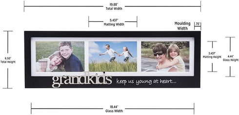 Malden Grandkids Keep Us Young at Heart - Silver Expression 3-Opening Frame, 4 by 6-Inch...