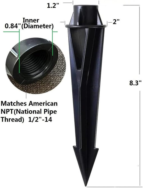 Landscape Lighting Ground Spikes Stakes Replacement,1/2" NPT Thread for Landscape Path Lighting Landscape Spotlights Outdoor Lighting Stakes Black...