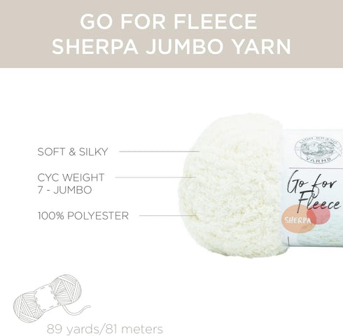 Lion Brand Yarn Go for Fleece Sherpa Jumbo Yarn for Knitting, Crocheting, and Crafting, 1 Pack, Cream......