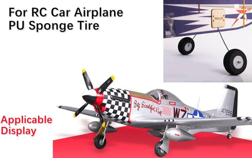 Heyiarbeit 4" RC Model Airplane Foam Wheel Super Light Tire and Wheel Sets for RC Airplane PU Sponge Tire with Plastic Hub 2 Pcs...