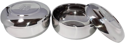 2sets Vacuum Insulated Double Wall Skin Stainless Steel Good Fortune Korean Traditional Rice Bowl with Lid...