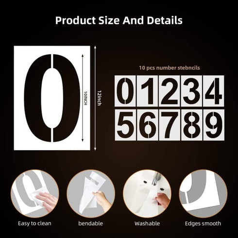 12 Inch Large Number Stencils Reusable Large Number Stencils Plastic Digital Stencils Templates for Cake Stencil Address Number Painting Stencils ...