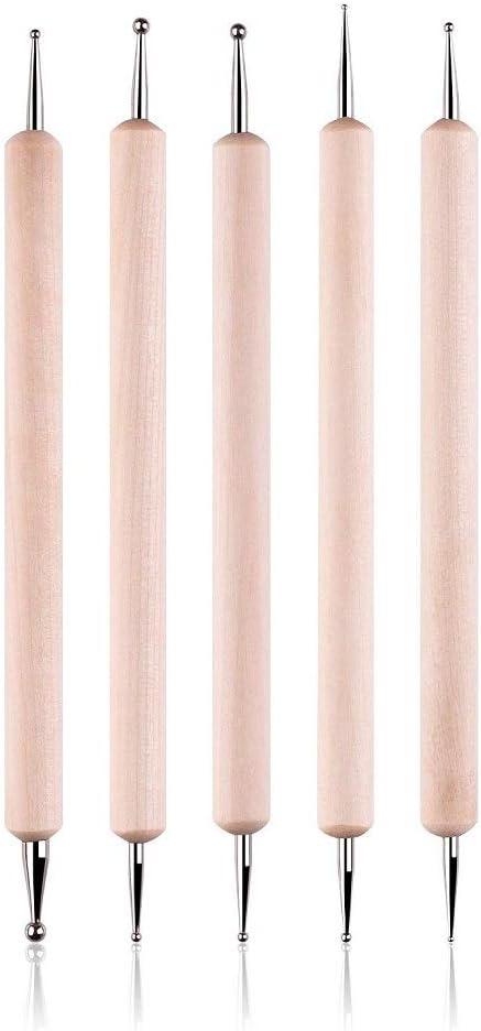 COMIART 5Pcs Wooden Ball Styluses Tool Set for Embossing Pattern Clay Sculpting, Nail Art...
