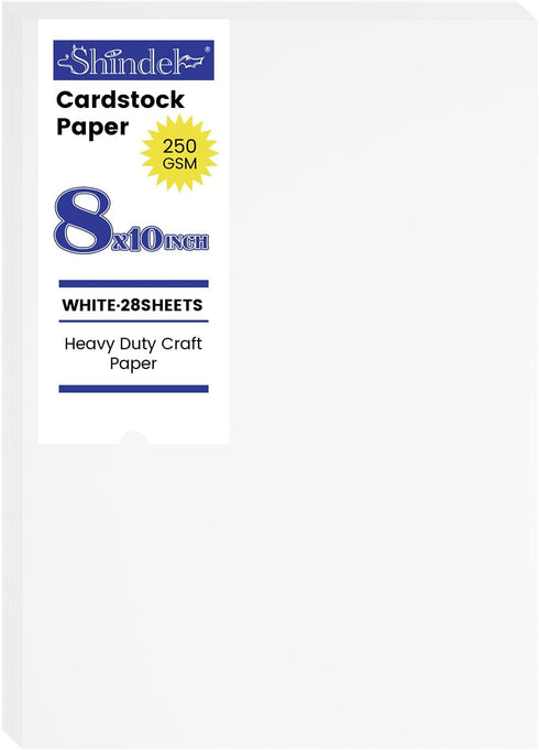 Shindel 28 Sheets White CardstockPaper?8x10 Construction Paper Heavyweight Cardboard Paper for Card Making Kids Art Crafts Scrapbooking 250gsm...