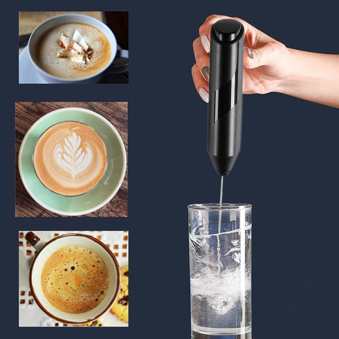 Electric Milk Frother Handheld with Stainless Steel Stand, Portable and Powerful Foam Maker for Coffee, Latte, Cappuccino, Hot Chocolate, Drink Mi...