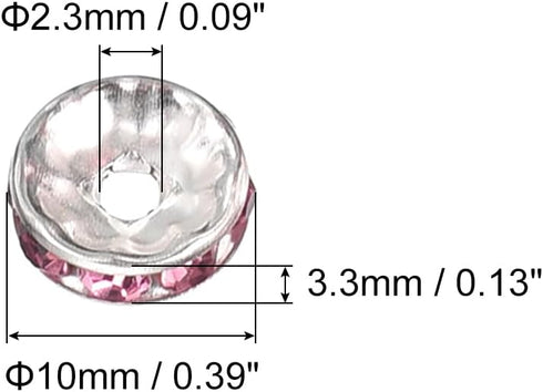 uxcell 200Pcs 10mm Rondelle Spacer Beads, Silver Plated Rhinestone Spacer Beads, Round Spacer Loose Beads for DIY Bracelet Necklace Jewelry Making...