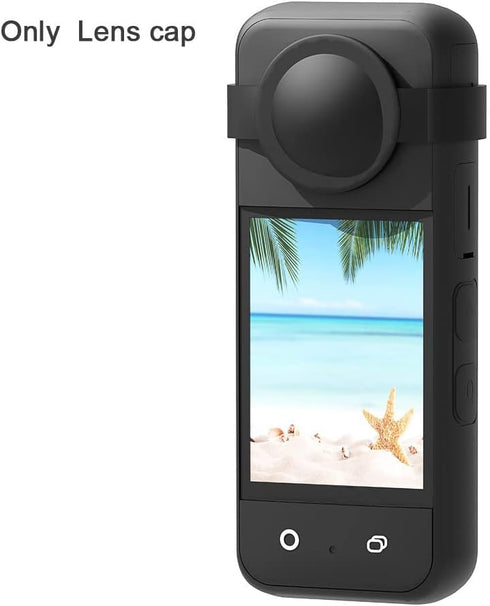 Action Camera Case Fit for Insta-360 ONE X3, Waterproof Durable Silicone Protective Cover Lens Cap Compatible for Insta-360 ONE X3 Accessory(Black...