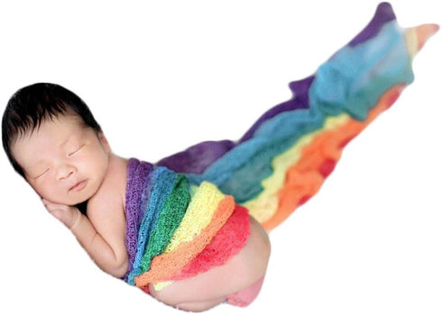 Zeroest Newborn Photo Shoot Props Baby Photography Blanket Infant Photos Outfits Flexible Rainbow Wrap (Multicolor)...