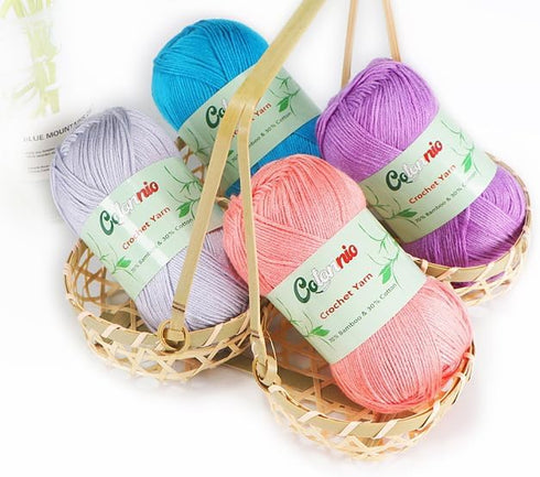 8 Skeins Crochet Knitting Yarn 70% Rayon derived from Bamboo, 30% Cotton Superfine Fingering Weight Sunny Cat Cotonnio Imported (Sun Flower)......