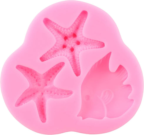 Marine Theme Silicone Mold Starfish Fondant Molds Fish Candy Mold For Cake Decoration Cupcake Topper Chocolate Polymer Clay Gum Paste...