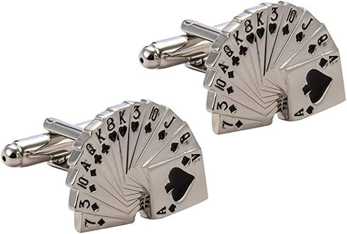 Playing Card Cufflinks for Men (Silver)...
