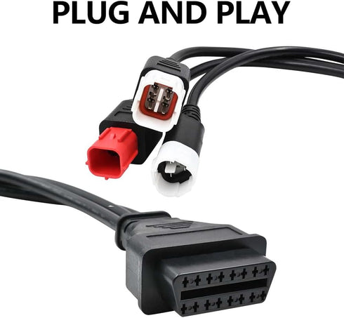 3-in-1 OBD2 Adapter Cable,16 pin to 6 pin 4 pin 3 pin OBD Diagnostic Cable,OBD2 to OBD1 6 pin 4 pin 3 pin Plug Adapter for Honda Guzzi Kawasaki Su...