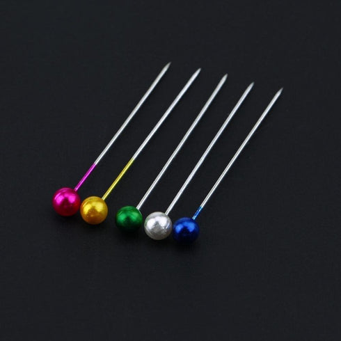 100Pcs Multicolour Round Pearl Straight Head Pins Stainless Steel Sewing Pins Clever Fashion Pins and Pincushions Sewing Notions and Supplies (1.5...