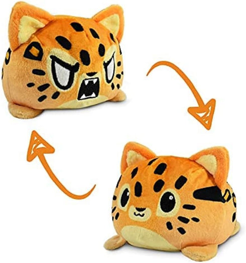 TeeTurtle - The Original Reversible Wild Cat Plushie - Leopard - Cute Sensory Fidget Stuffed Animals That Show Your Mood...